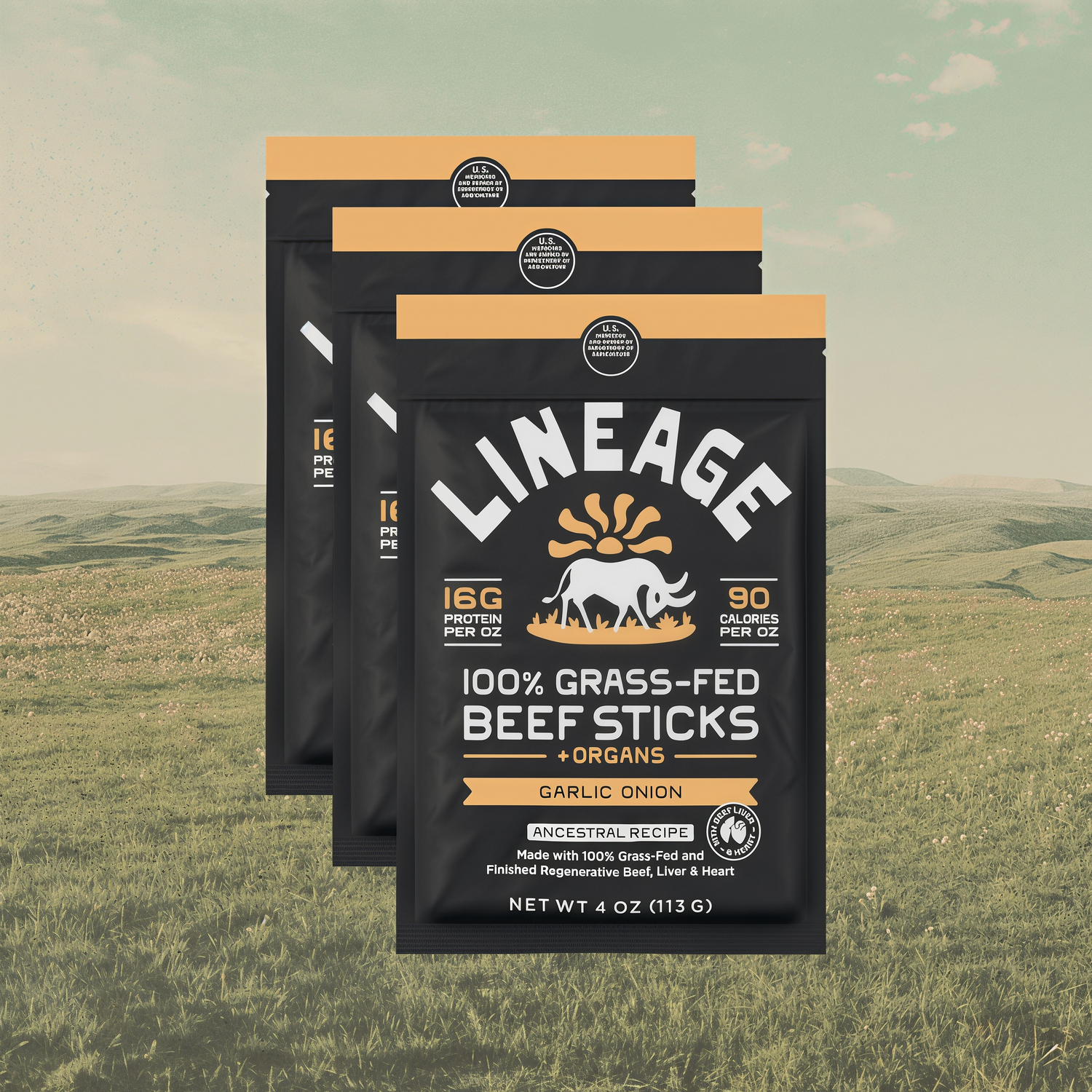 Lineage Provisions  100% Grass-Fed Beef Sticks – Ancestral Variety Pack